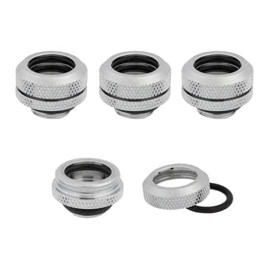 (image for) Corsair Hydro X XF Chrome Brass 14mm G1/4\" Hardline Compression Fittings - Four Pack